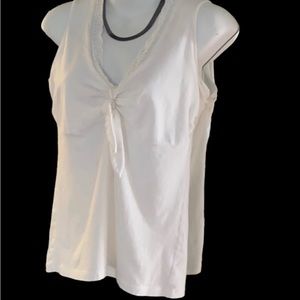 White sleeveless top